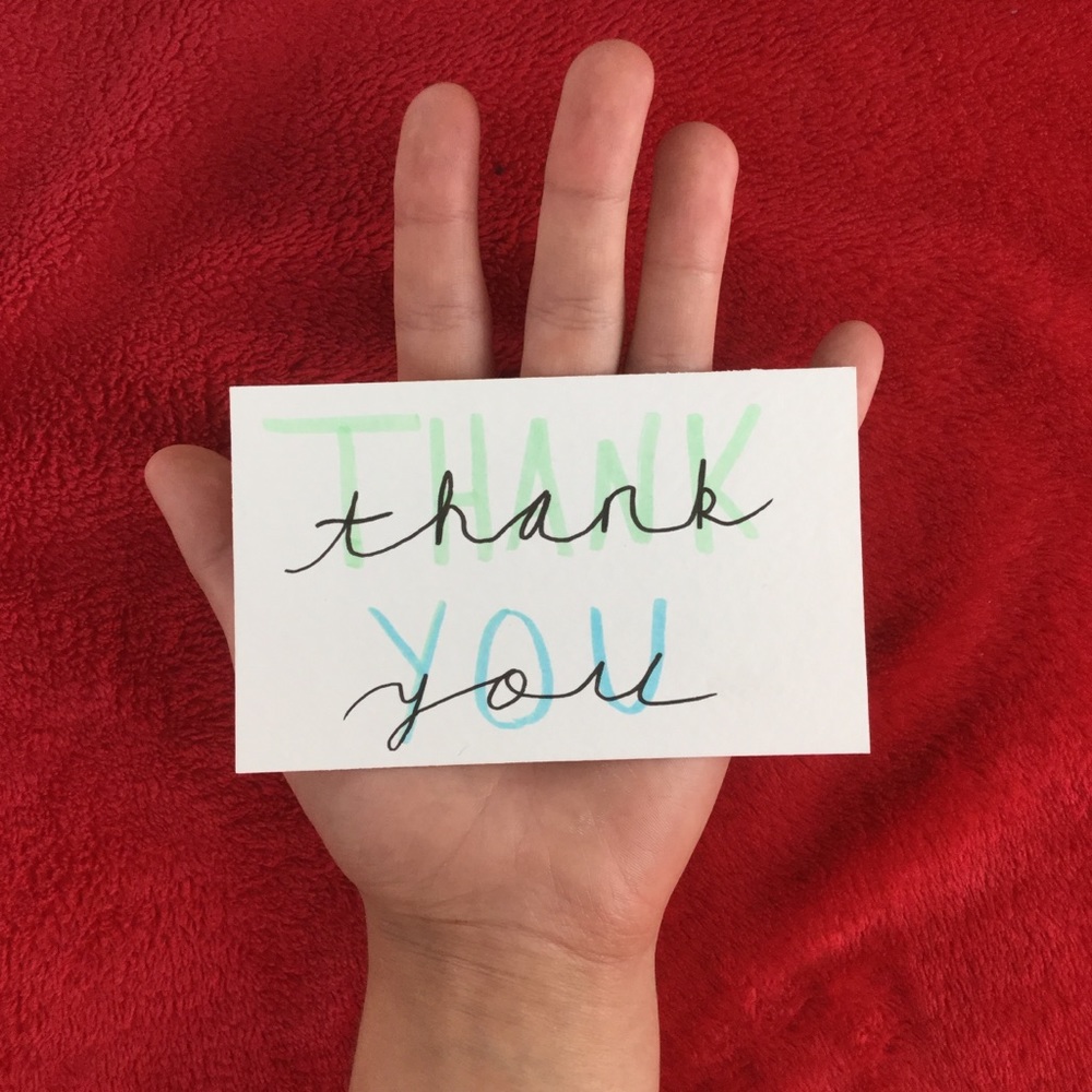 Single Handmade Watercolor ‘Thank You’ Card